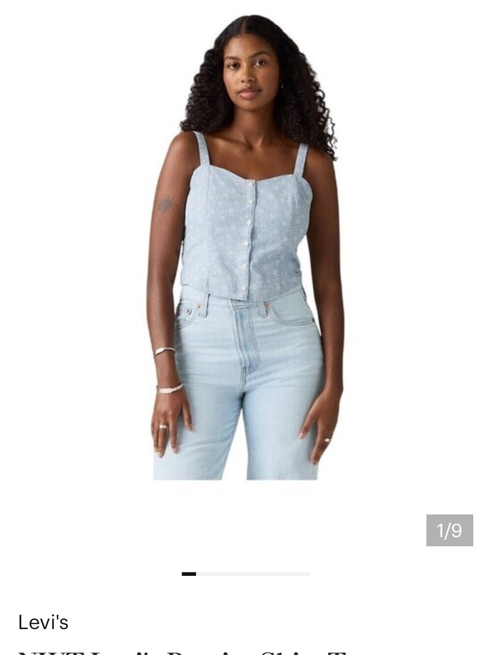 Levi's Light Blue Floral Button-Front Cami Top L NWT